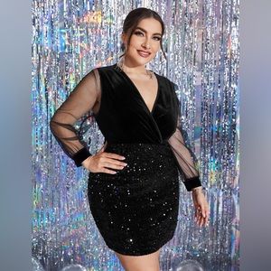 Velvet Sequin Bodycon Mini Dress